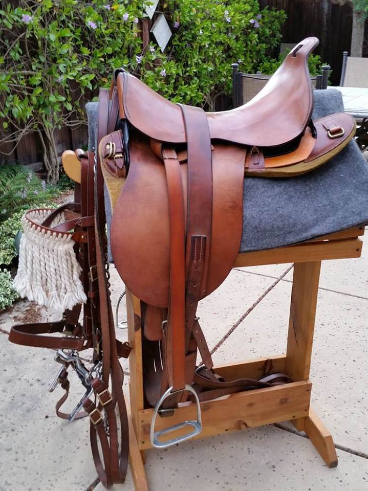 My U.S. Cavalry Assn. friend Fred Klink's  veteren British UP saddle and kit for comparison purposes with my Unique Yugoslavian Military Saddle.  Fred also has in California a rideable British UP with both Candian and South African service markings for sale.